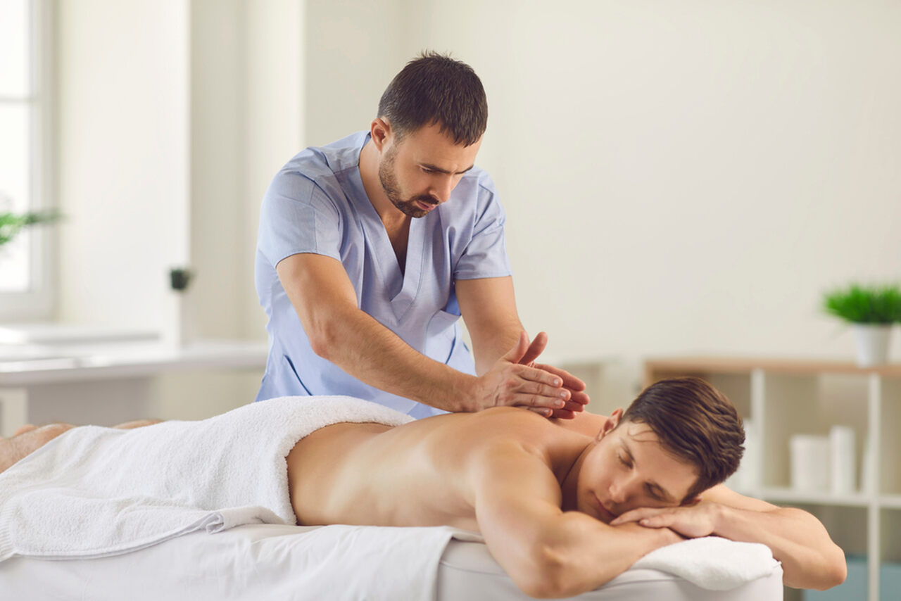 man having a back massage