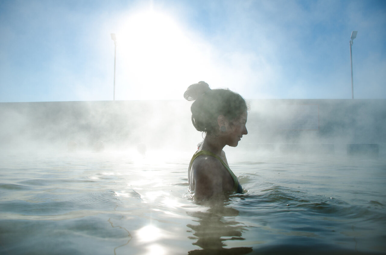 woman in thermal pool