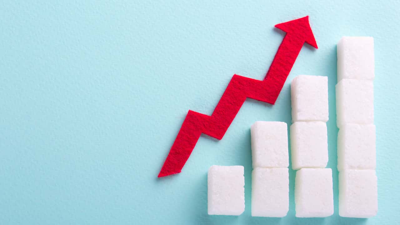 küp şeker ile hazırlanmış şeker seviyesinin artmasını görselleştiren grafik