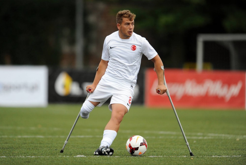 A disabled football player