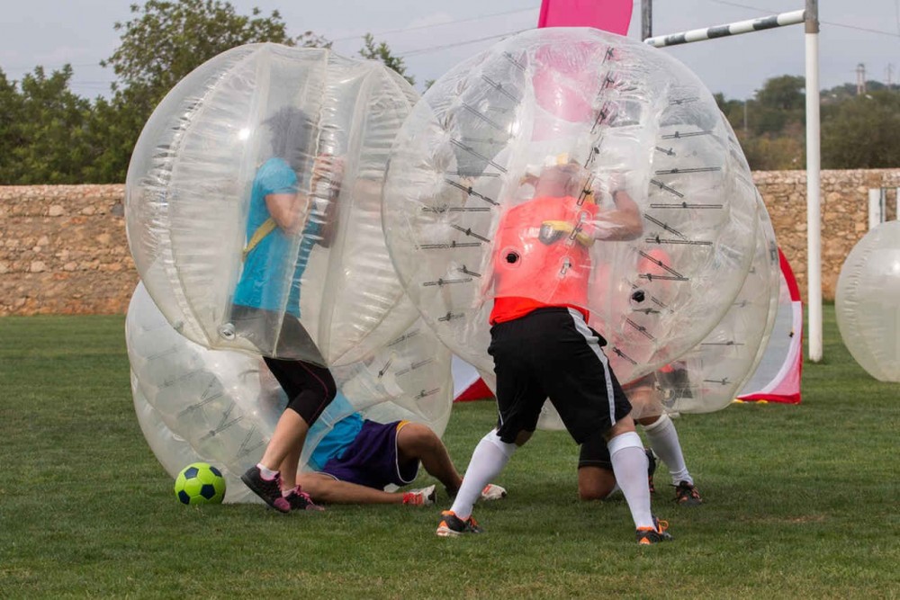 bubble football players