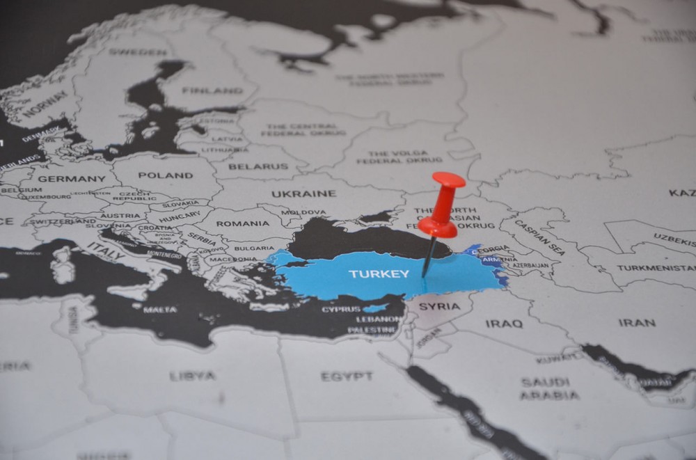turkey map marked on world map