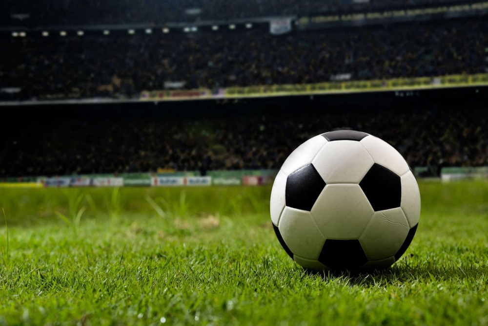 a soccer ball on a grass field